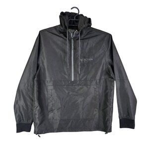 Mens Black Reaction Kenneth Cole 1/2 Zip Hooded Jacket Windbreaker Long Sleeve S
